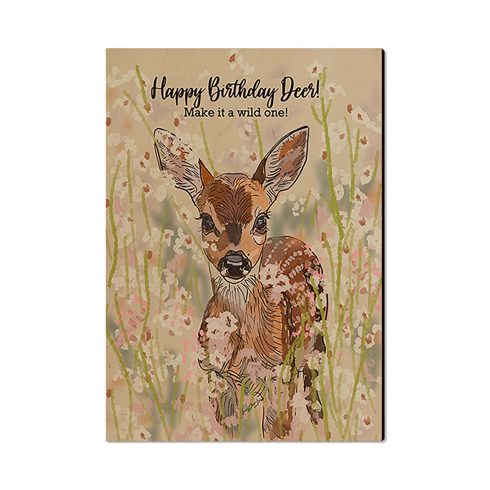 Birthday Card - Deer - Art on Wood - Art on Wood USA