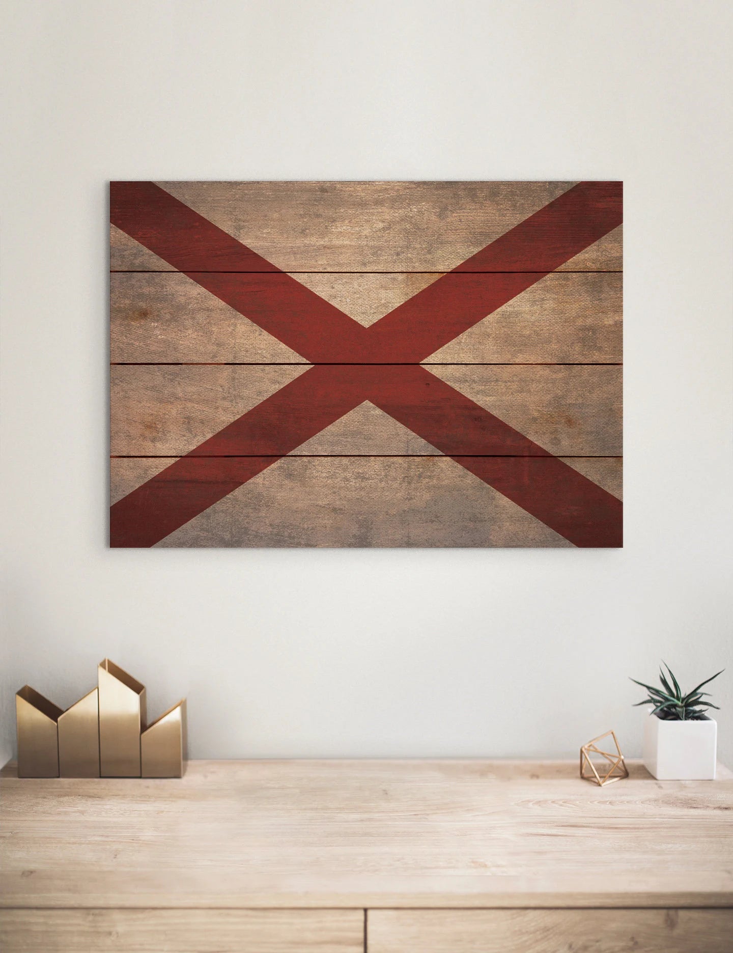 Alabama Flag - Rustic Art on Wood
