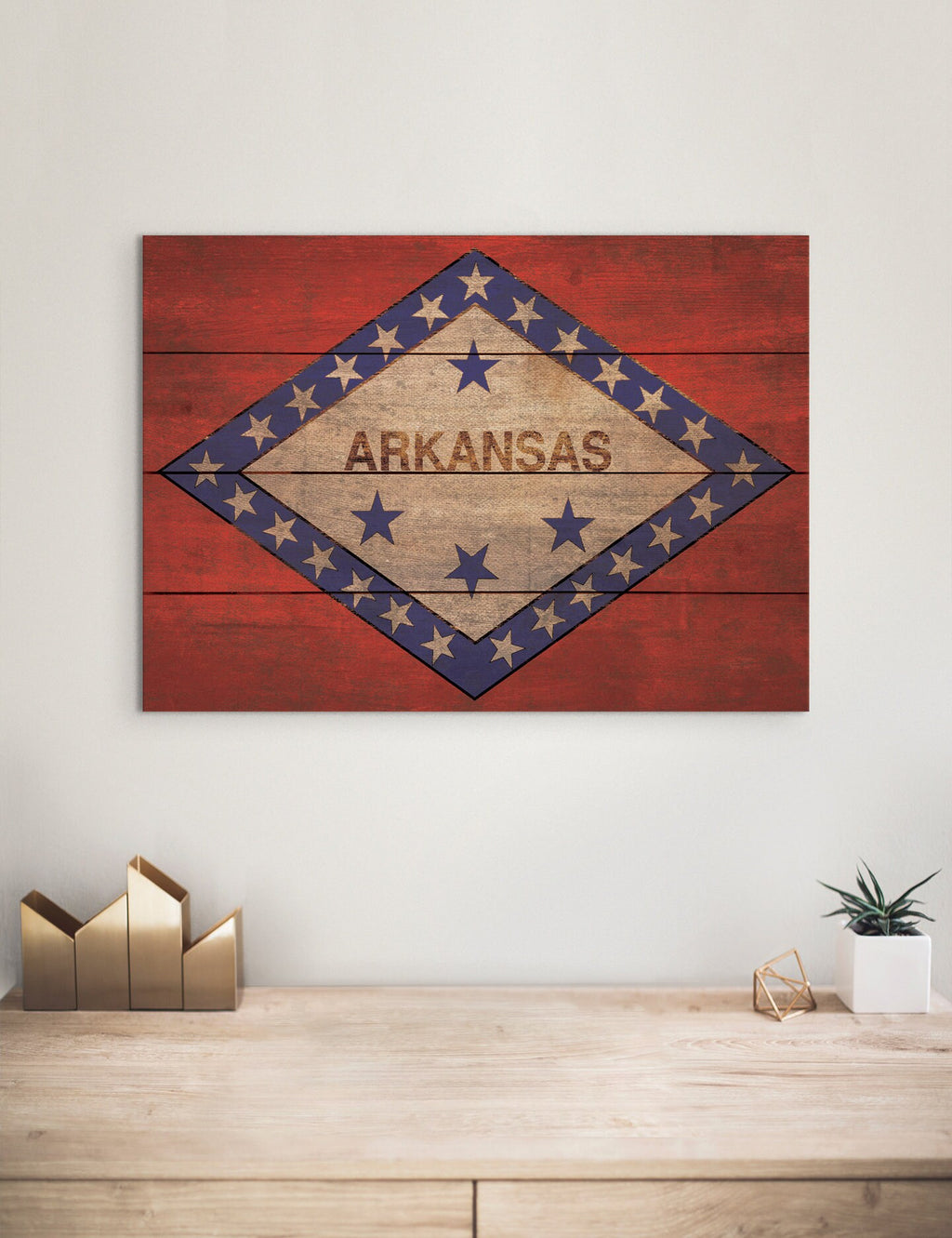 Arkansas Flag - Rustic Art on Wood