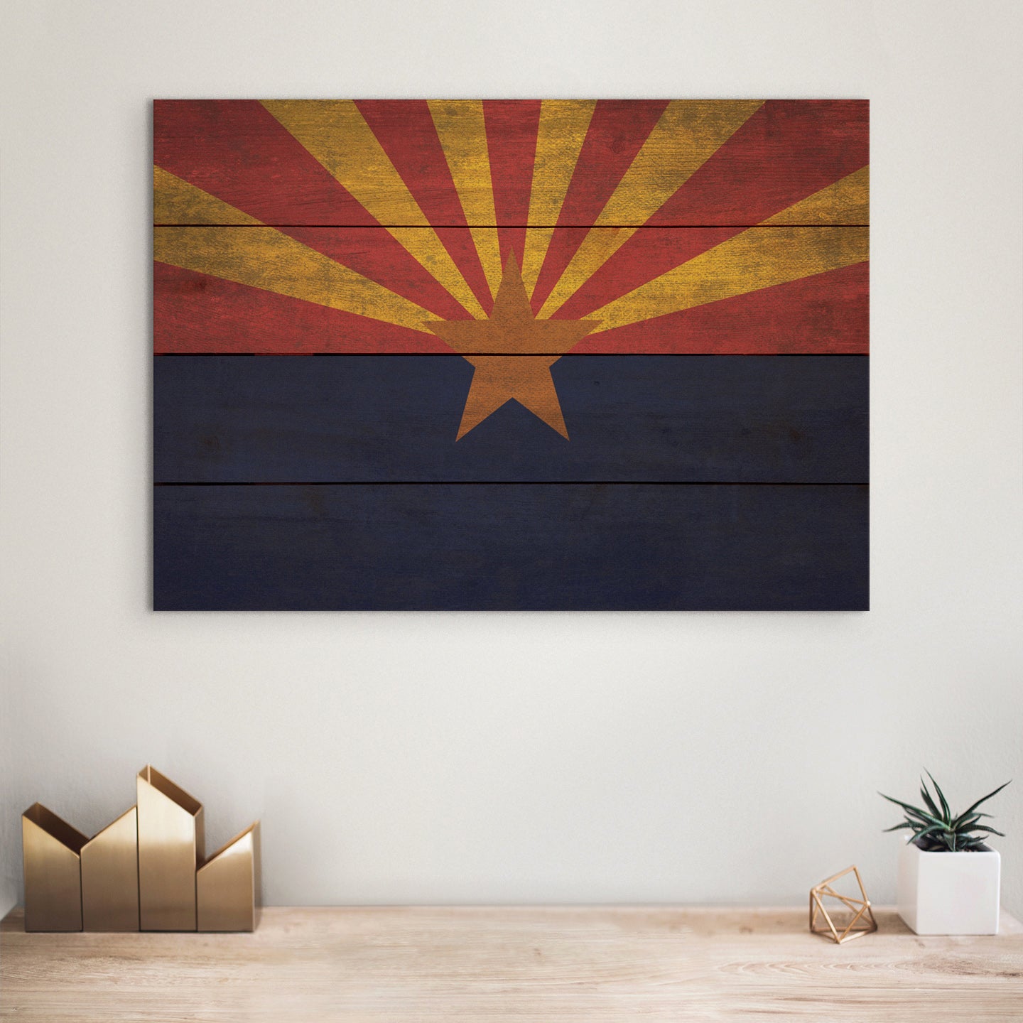 Arizona Flag - Rustic Art on Wood