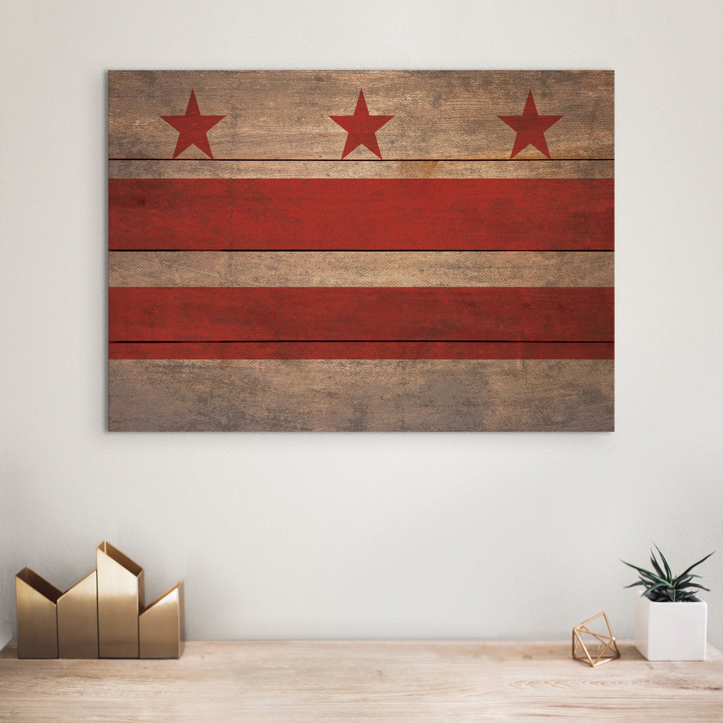 District of Columbia Flag - Rustic Art on Wood