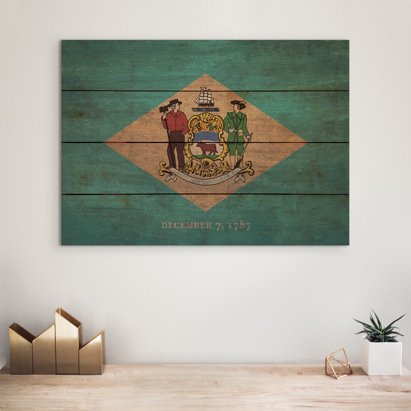 Delaware Flag - Rustic Art on Wood