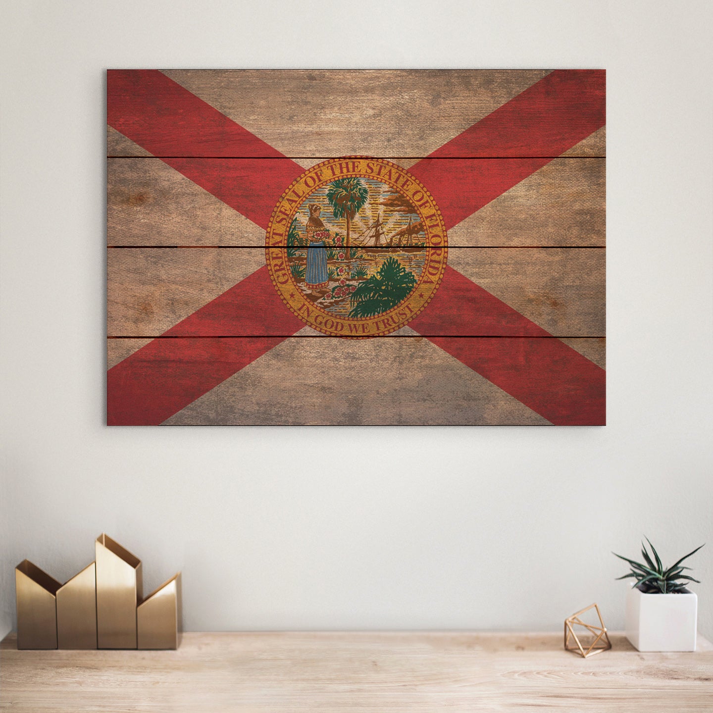 Florida Flag - Rustic Art on Wood
