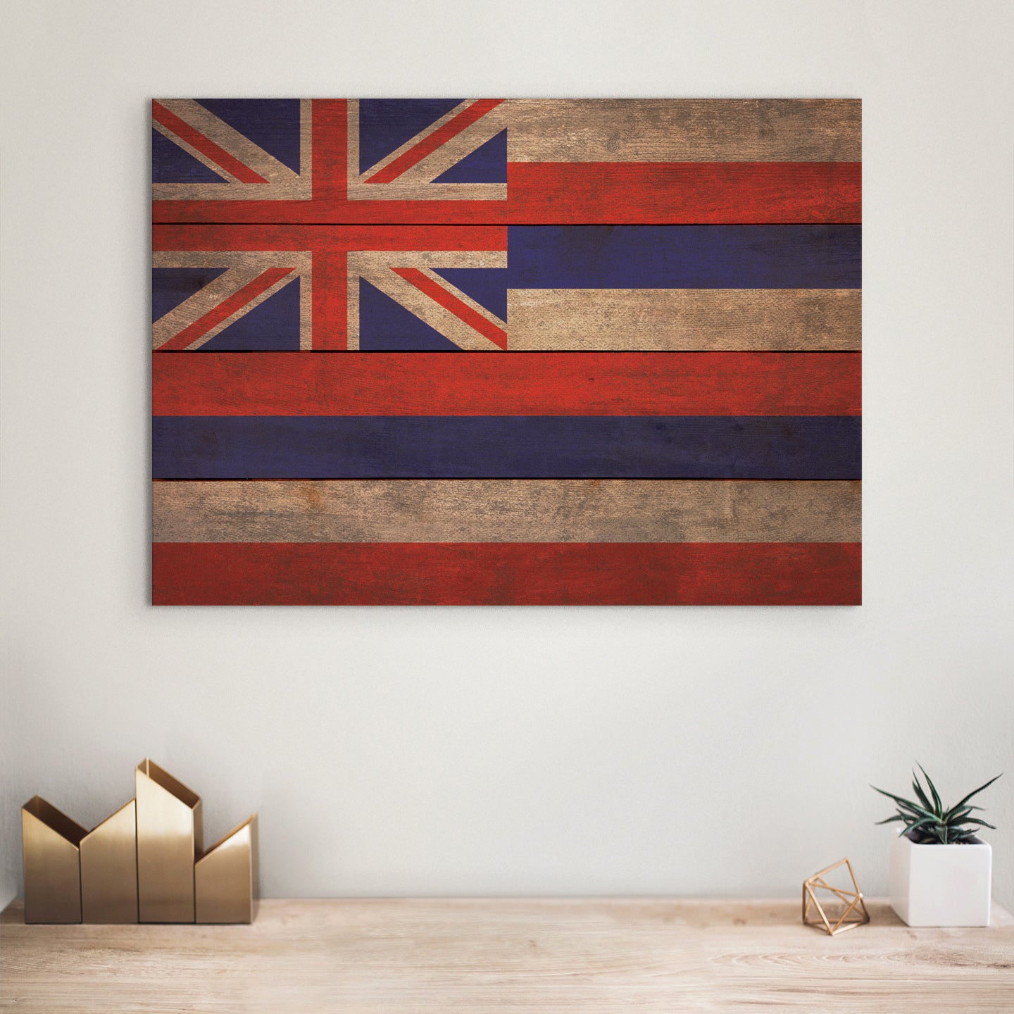 Hawaii Flag - Rustic Art on Wood