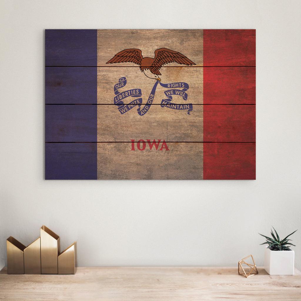 Iowa Flag - Rustic Art on Wood