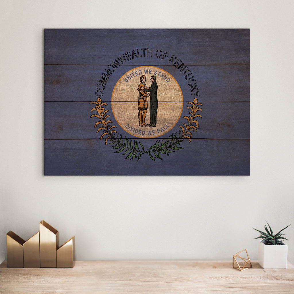 Kentucky Flag - Rustic Art on Wood
