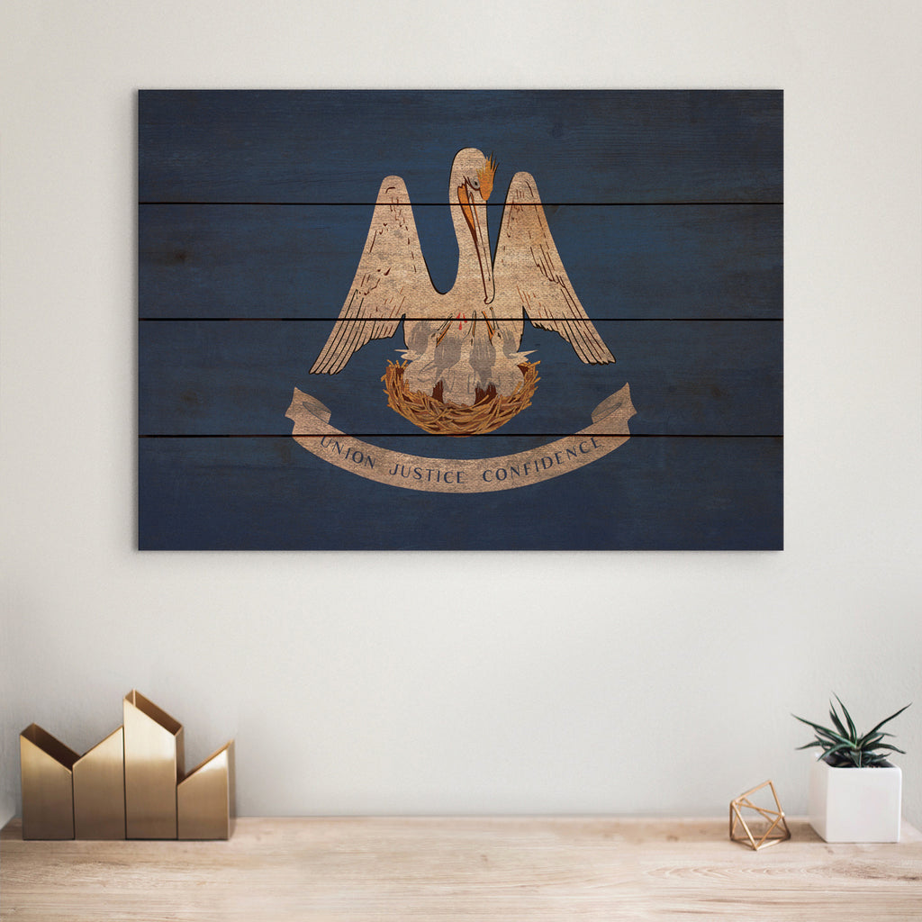 Louisiana Flag - Rustic Art on Wood