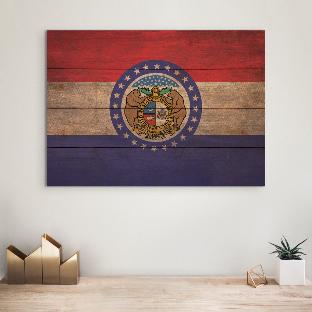 Missouri Flag - Rustic Art on Wood - Art on Wood USA