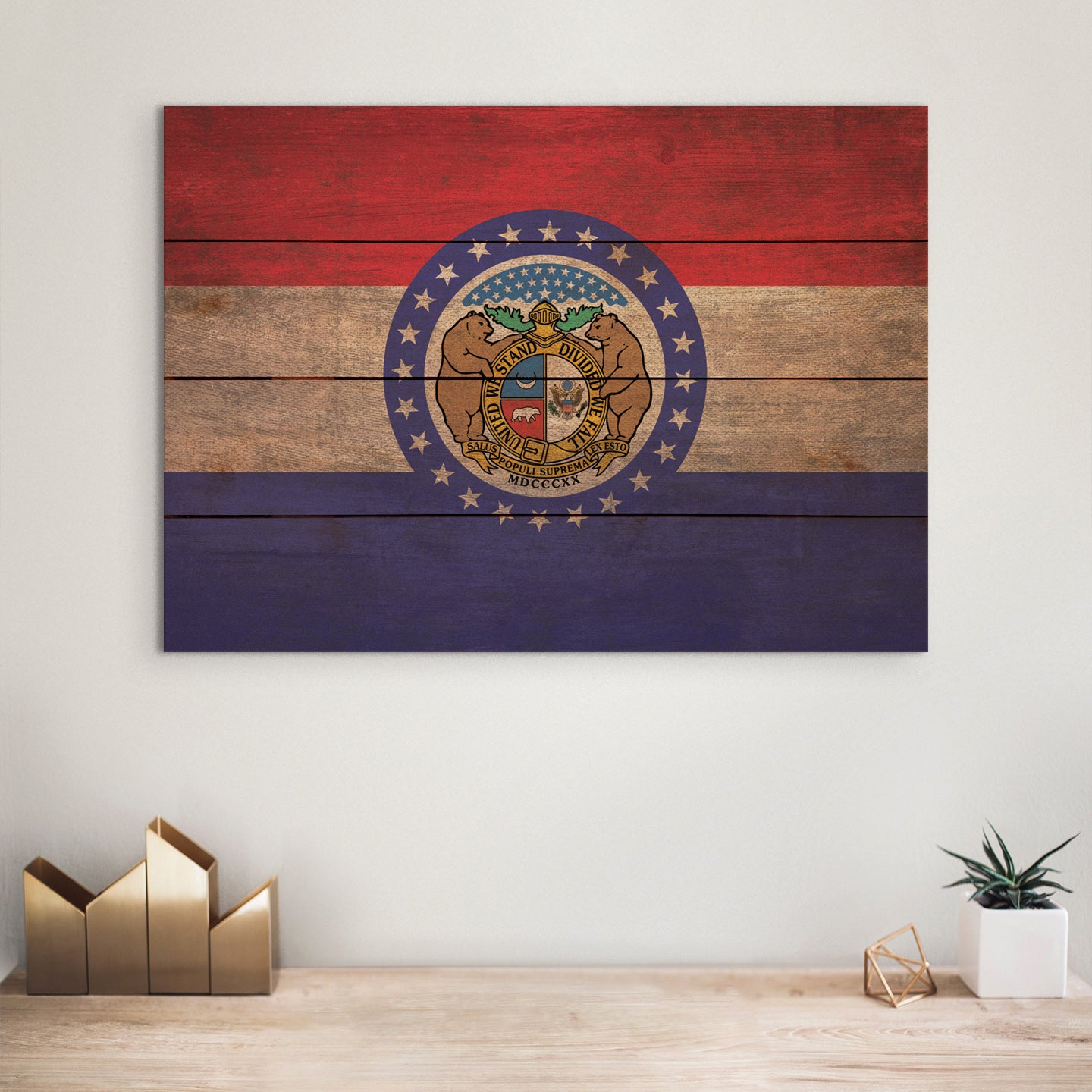 Missouri Flag - Rustic Art on Wood