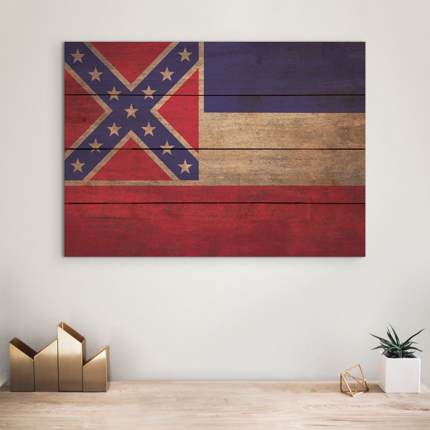 Mississippi Flag - Rustic Art on Wood