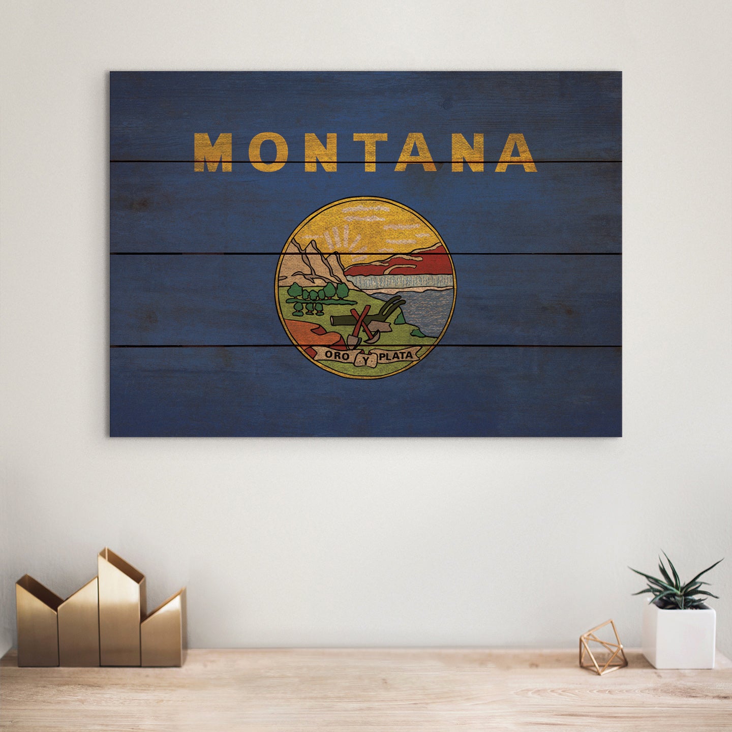 Montana Flag - Rustic Art on Wood