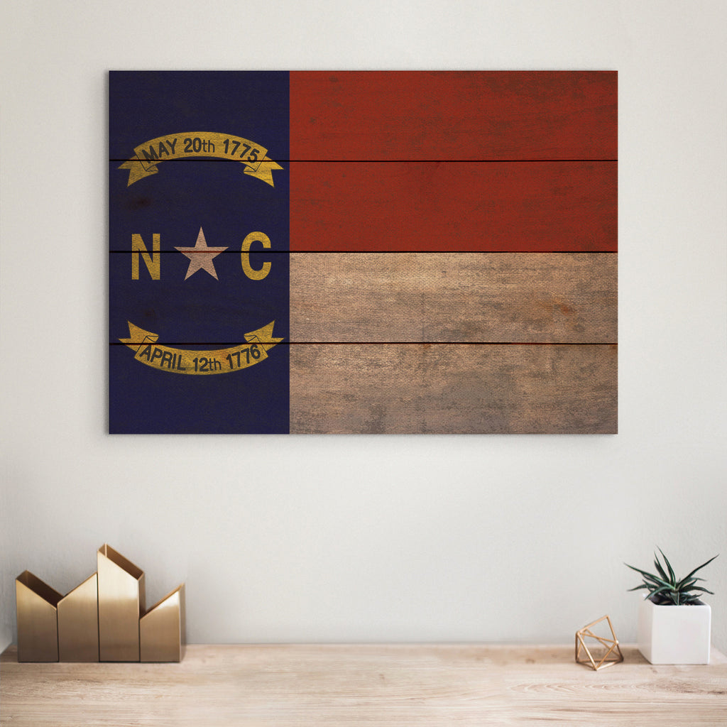 North Carolina Flag - Rustic Art on Wood