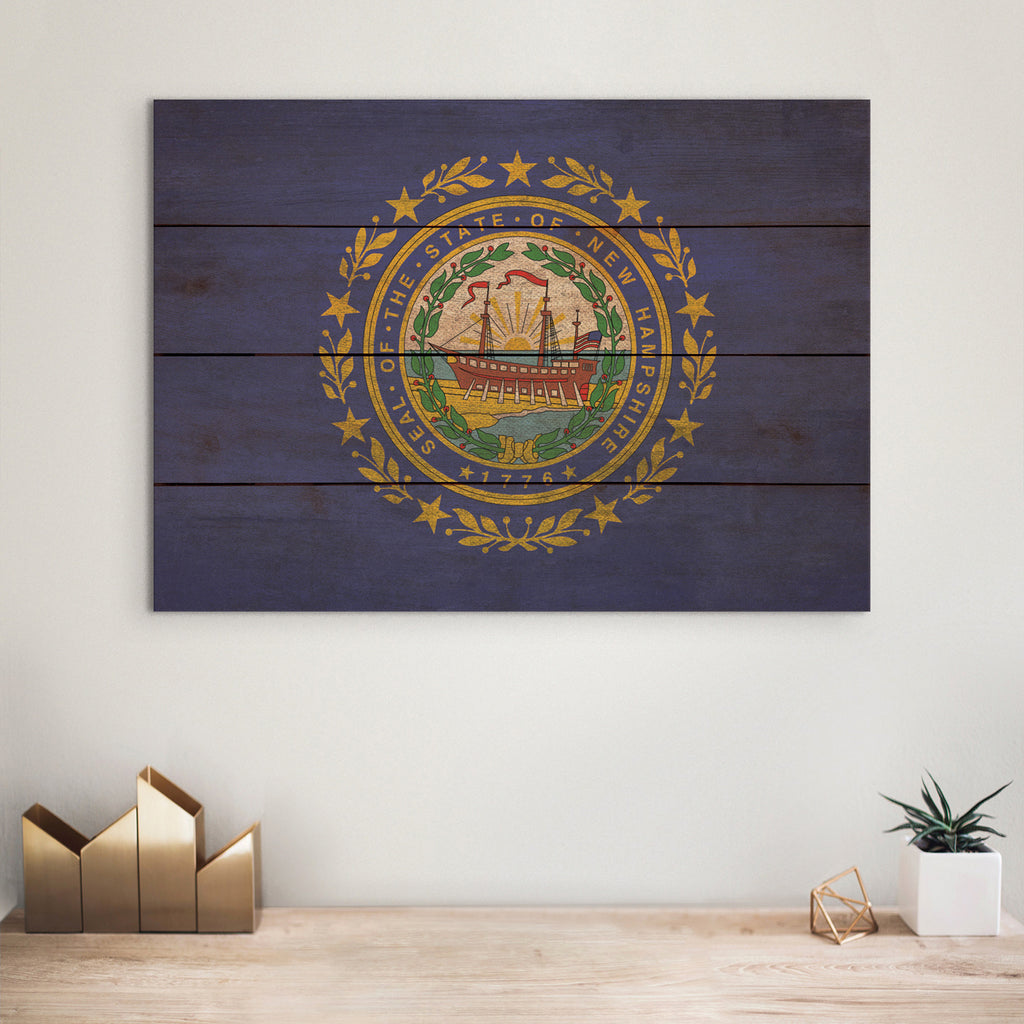 New Hampshire Flag - Rustic Art on Wood - Art on Wood USA