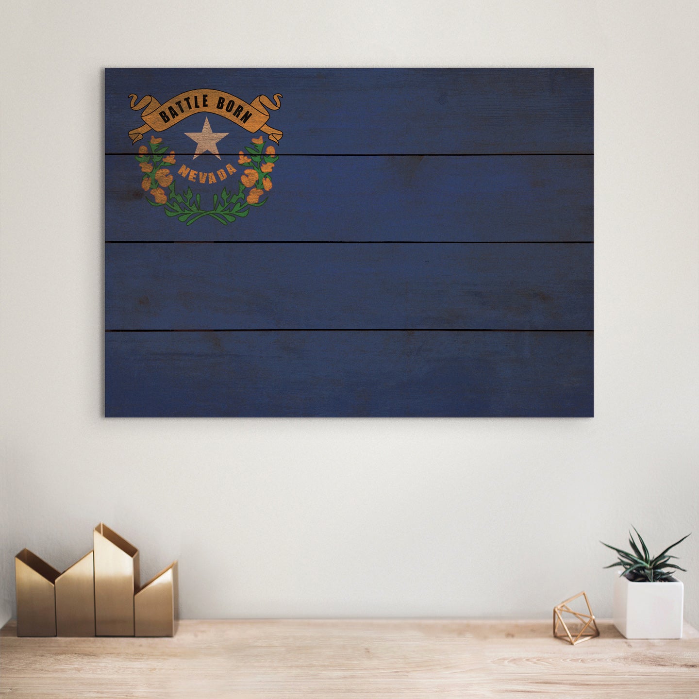 Nevada Flag - Rustic Art on Wood