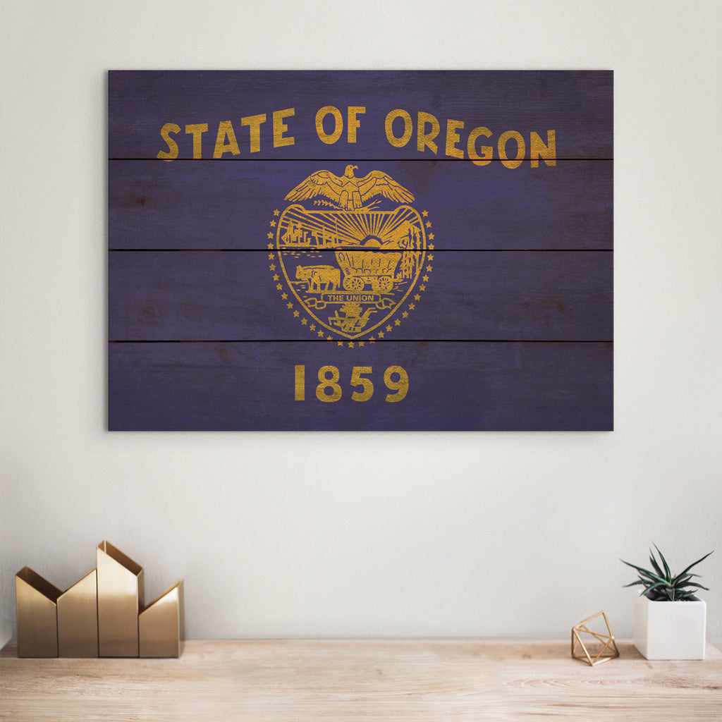 Oregon Flag - Rustic Art on Wood