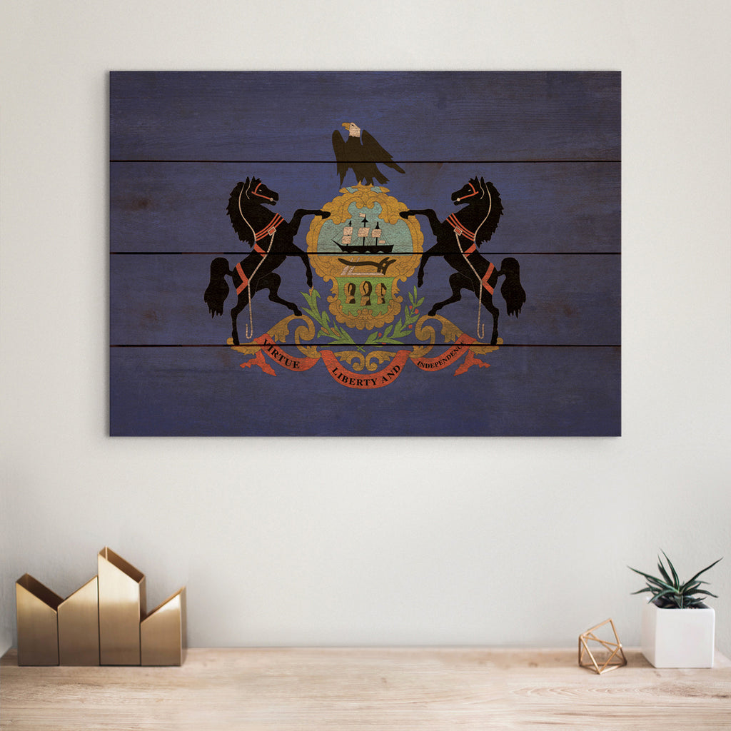 Pennsylvania Flag - Rustic Art on Wood - Art on Wood USA