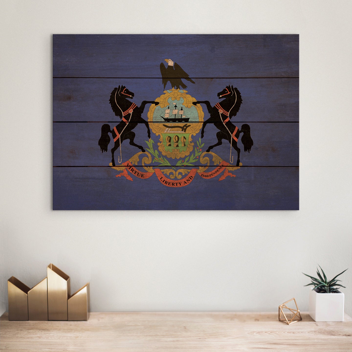 Pennsylvania Flag - Rustic Art on Wood