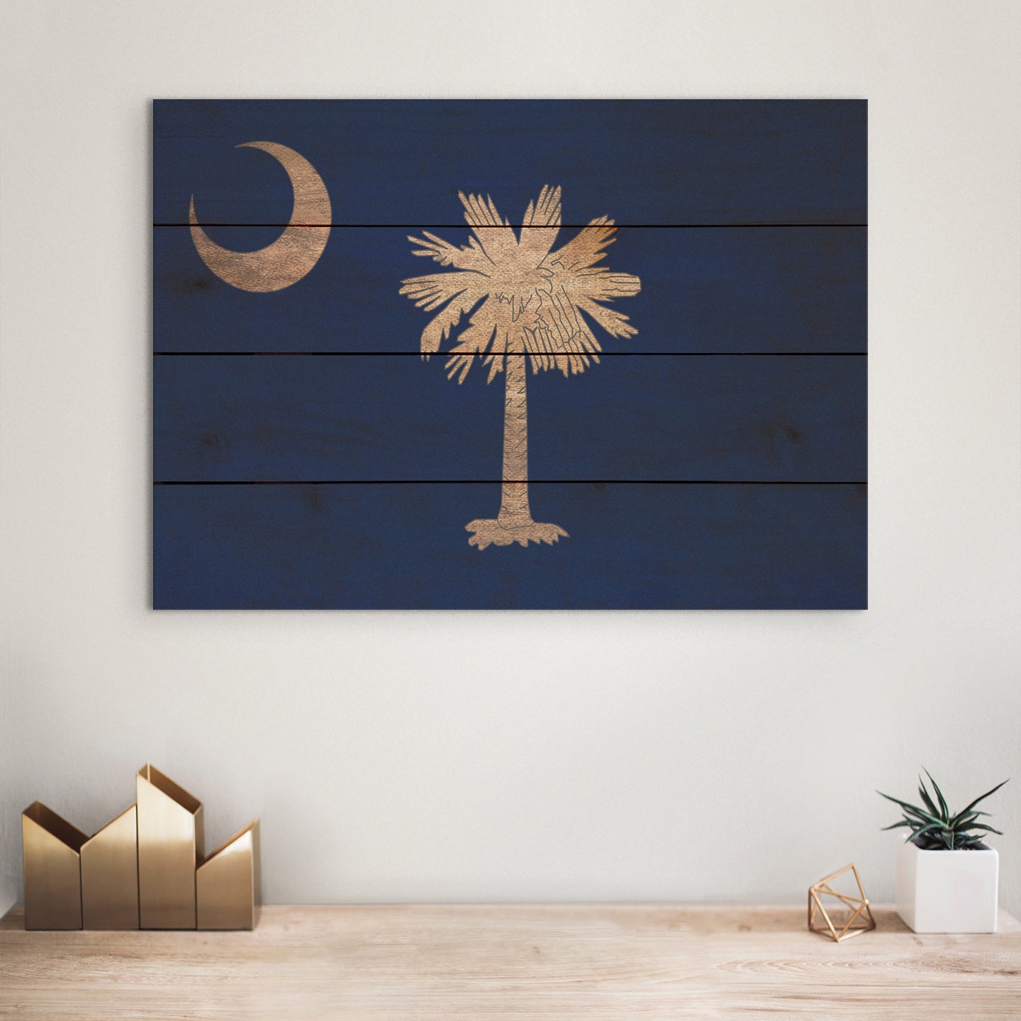 South Carolina Flag - Rustic Art on Wood