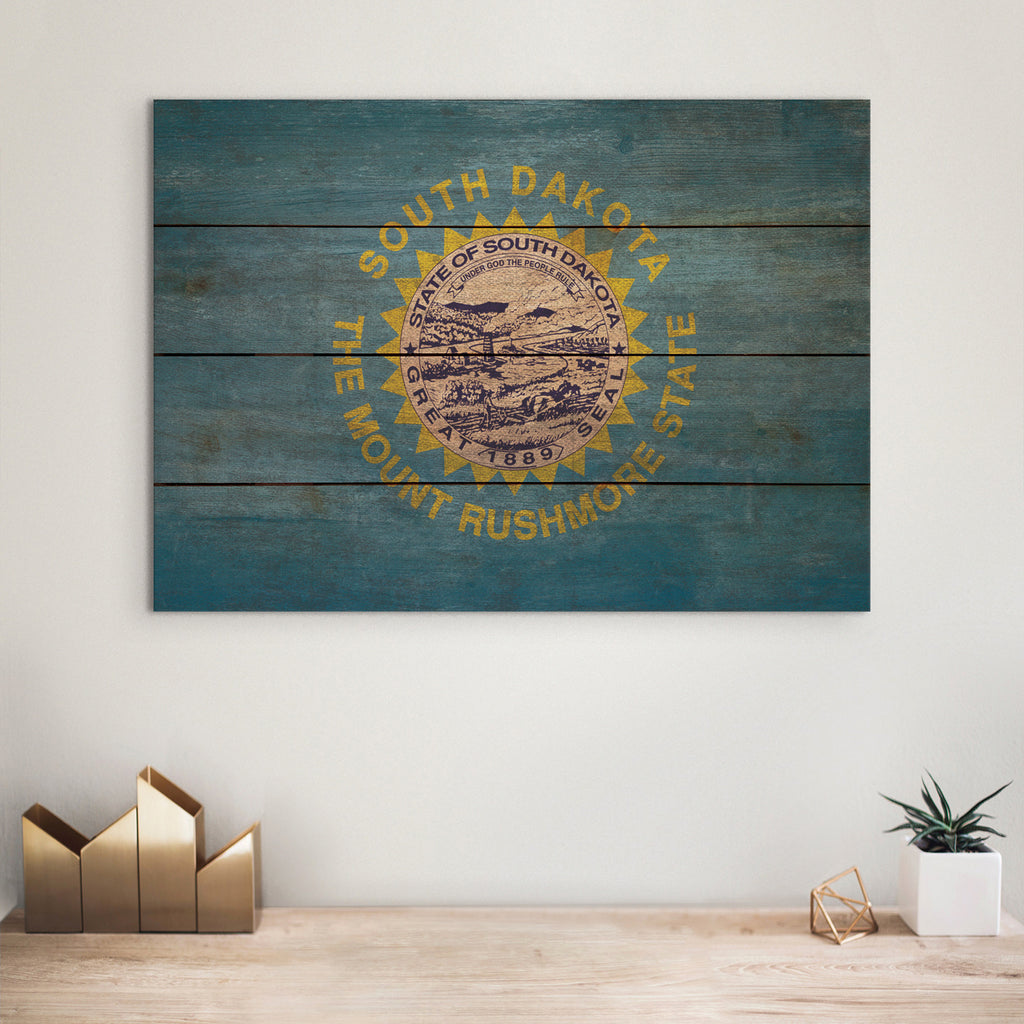 South Dakota Flag - Rustic Art on Wood - Art on Wood USA