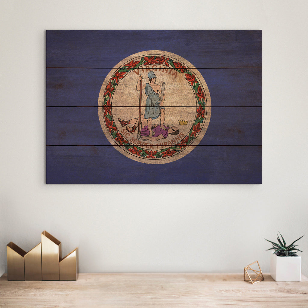 Virginia Flag - Rustic Art on Wood - Art on Wood USA