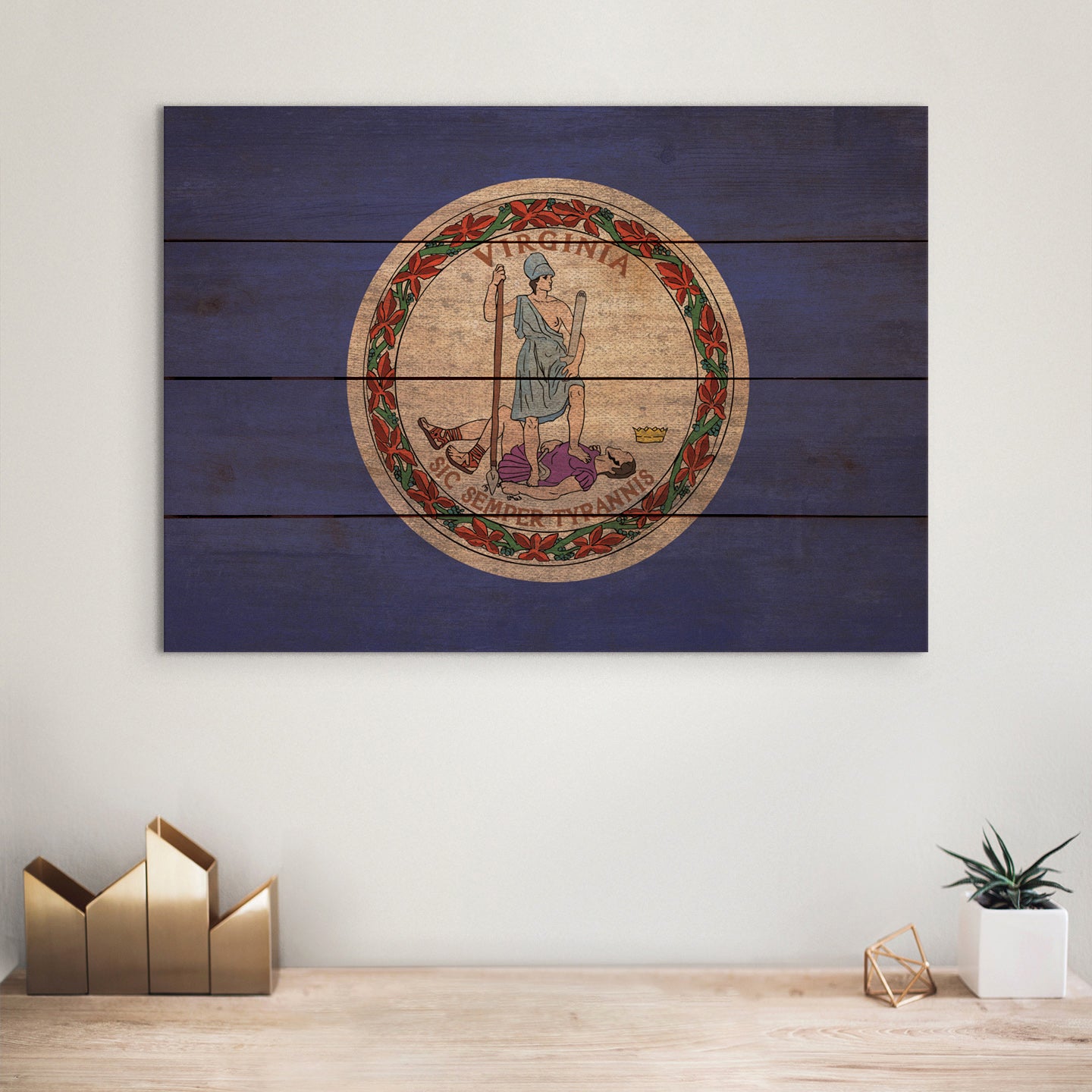 Virginia Flag - Rustic Art on Wood