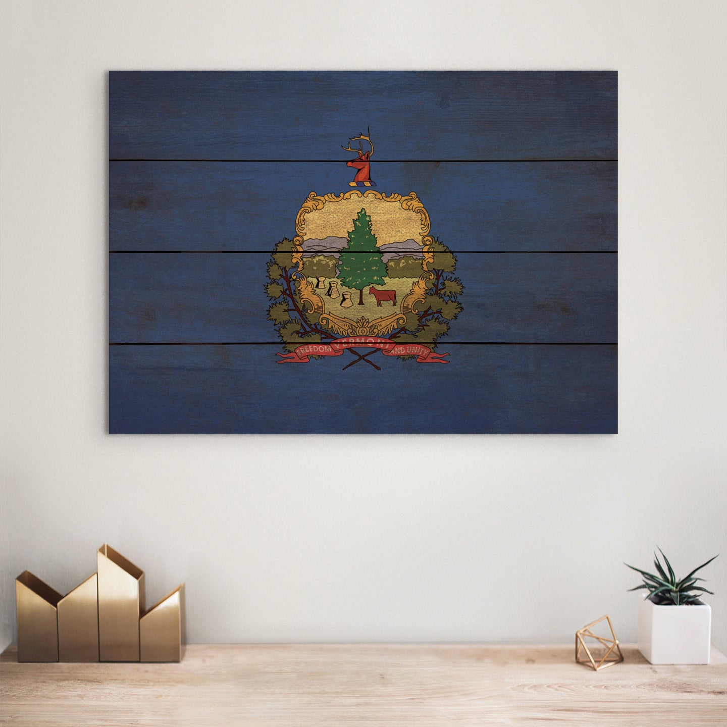 Vermont Flag - Rustic Art on Wood