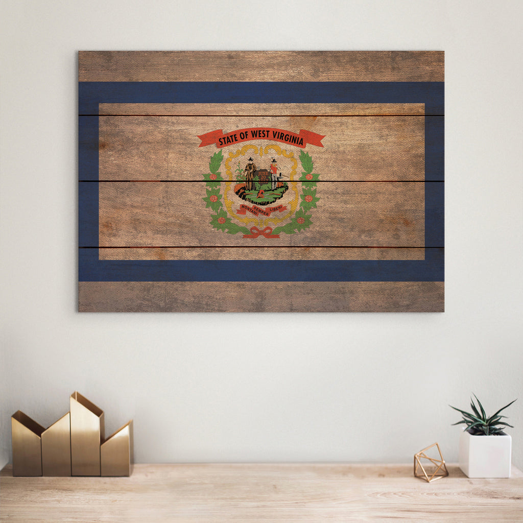 West Virgina Flag - Rustic Art on Wood - Art on Wood USA
