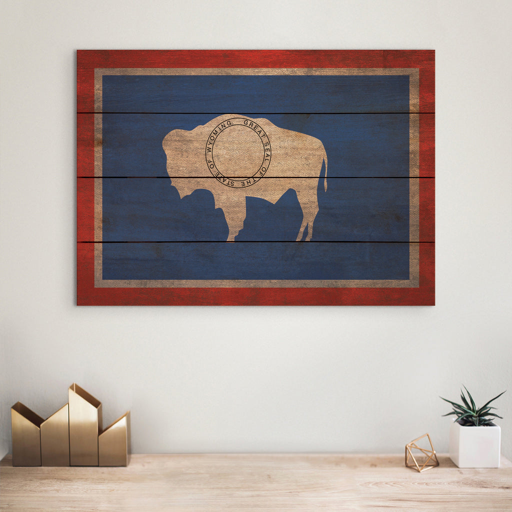 Wyoming Flag - Rustic Art on Wood - Art on Wood USA