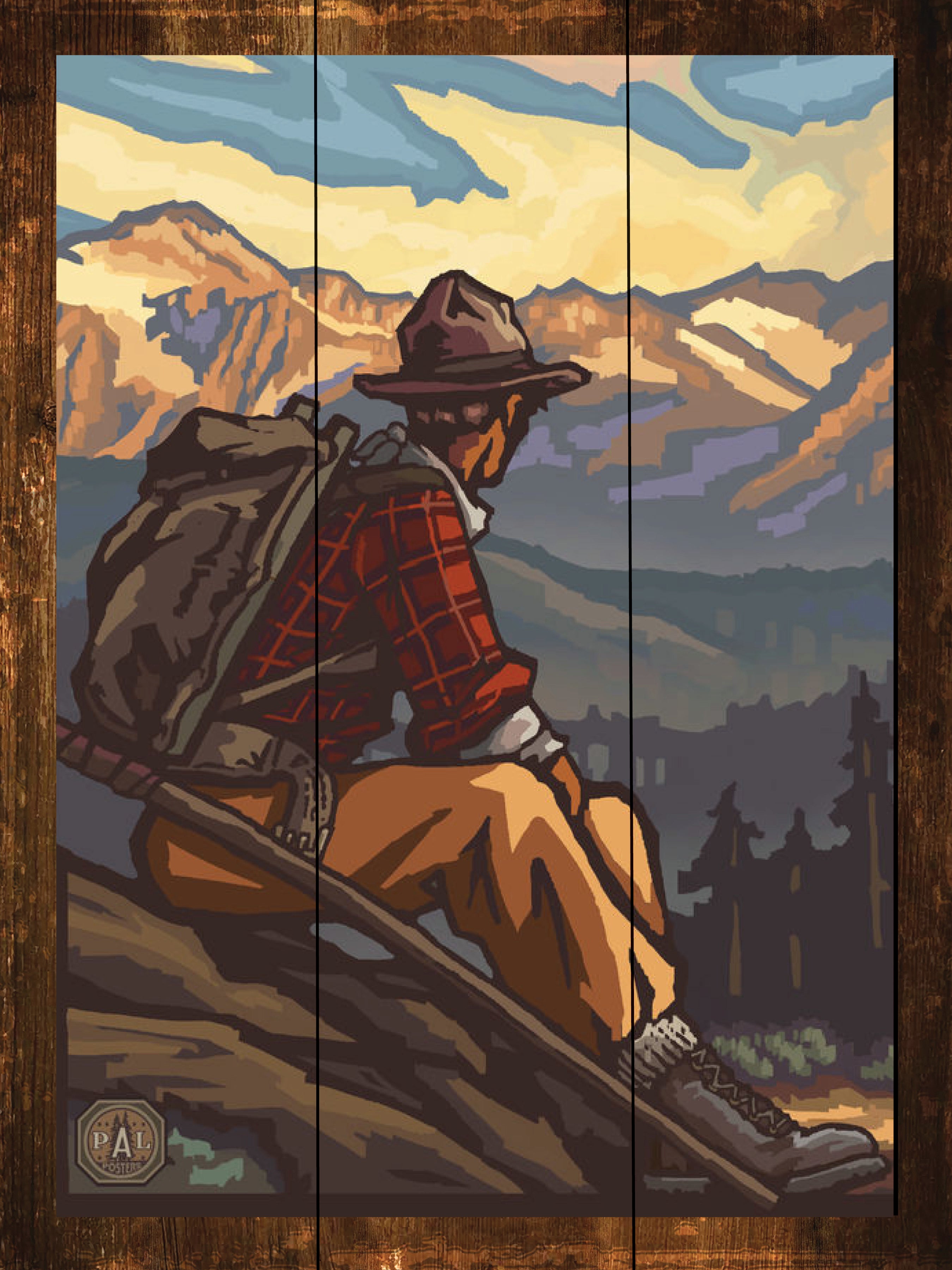 The Hiker - Wilderness Wall Art - Art on Wood USA