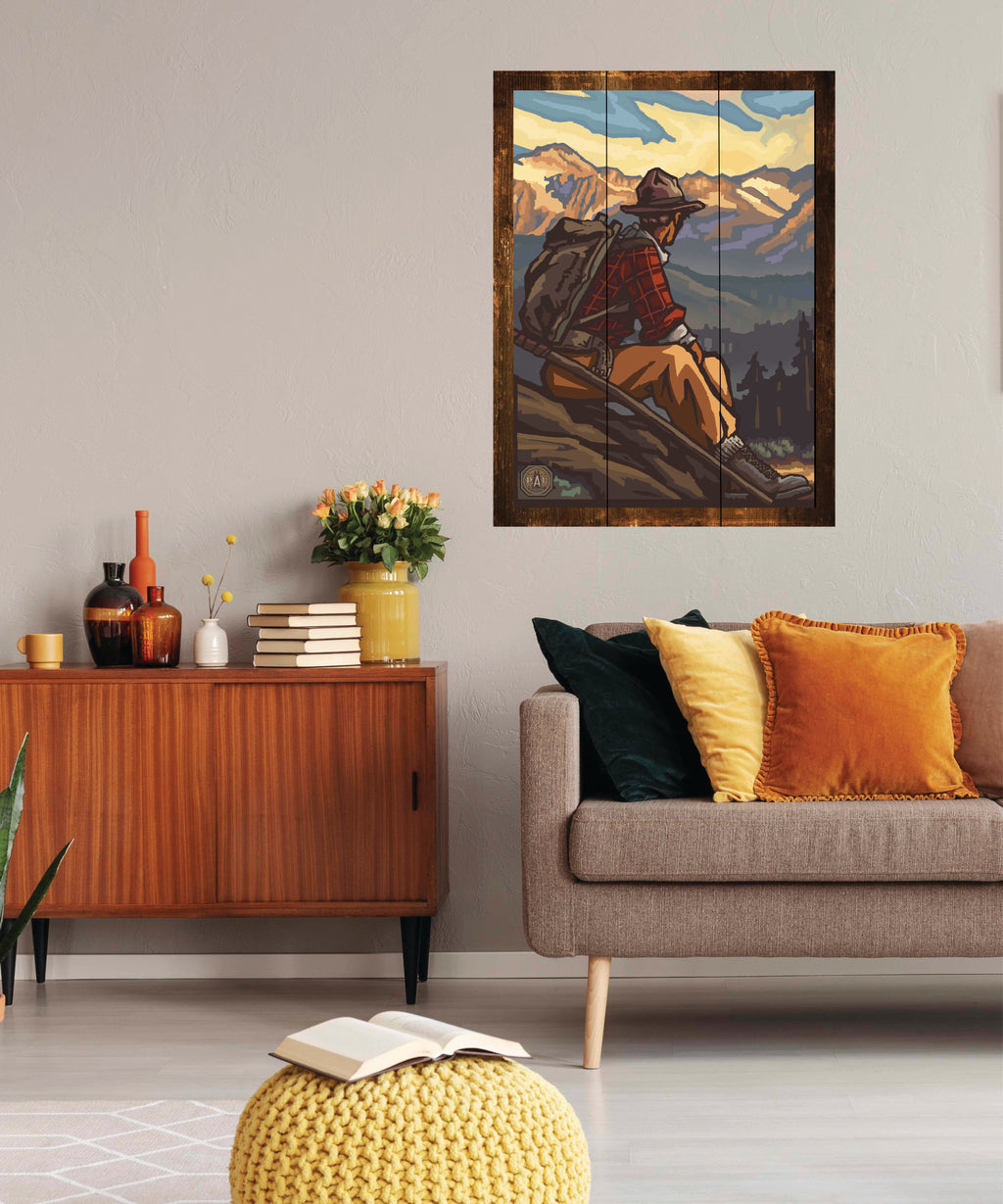 The Hiker - Wilderness Wall Art - Art on Wood USA