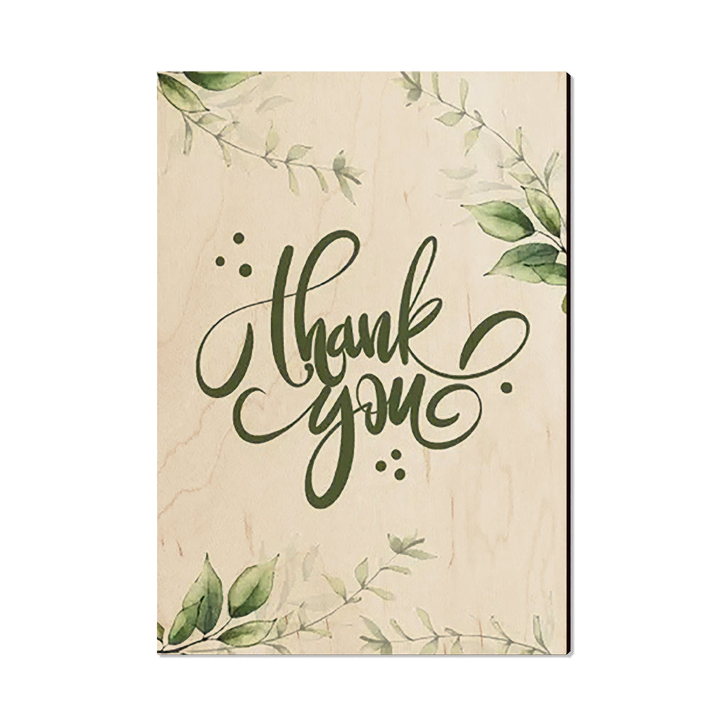 Thank You Card - Green Leaves - Art on Wood - Art on Wood USA
